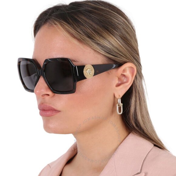 NEW VERSACE VE4453 108/87 HAVANA GRAY SQUARE WOMEN SUNGLASSES VERSACE - Picture 2 of 3